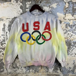 Vintage USA Olympics Rings Tie Dye Sweatshirt Hanes Activewear Multicolor - Picture 1 of 8