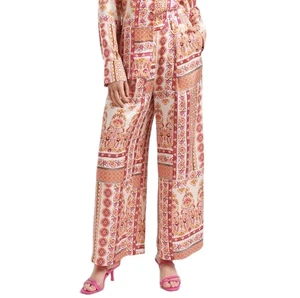 FOREVER NEW Elektra Print Satin Pants SIZE 6 XS Wide Leg Boho EUC Full Length - Picture 1 of 7