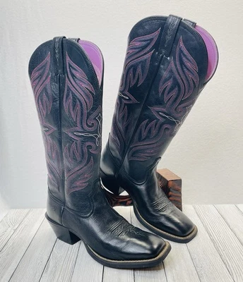 Botas vaqueras occidentales redondeadas negras con puntera cuadrada Ariat para mujer talla 6,5B #10014175 Foto 1 de 4