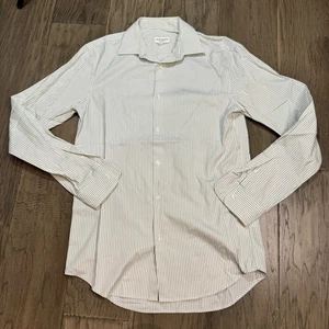 Club Monaco Mens Slim Fit Striped Button Down Shirt Extra Small XS Blue White - Picture 1 of 7