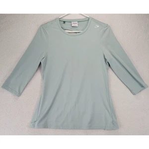 Gymshark Top Womens Small Studio 3/4 Sleeve Back Cutout Aqua Workout Gym Active - Picture 1 of 7