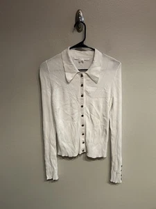 Veronica Beard Women’s Size Large Fiola Ribbed Cardigan White FLAW - Picture 1 of 9