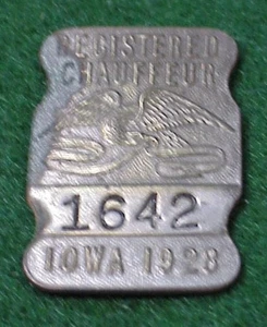 1928 IOWA Chauffeur Badge  # 1642  - NO pin - Picture 1 of 4