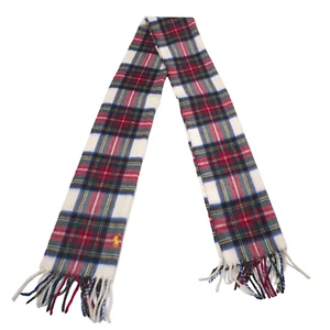 $275 Polo Ralph Lauren Red White Green Tartan Plaid Cashmere Scarf Mens One Size - Picture 1 of 7