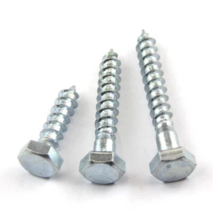 M6 M8 M10 M12 Hex Hexagon Head Wood Screw Coach Screws Bolts Zinc Plated - Picture 1 of 7