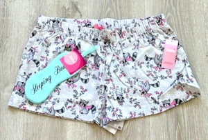 Jenni Gifts Winter Racoon Boxer Pajama Shorts & Sleep Mask Set Size Large - Picture 1 of 2