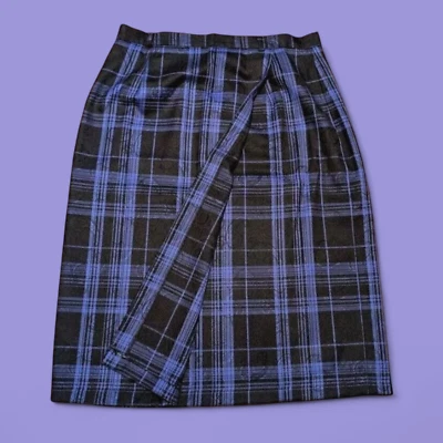 PENDLETON Vintage Plaid/Paisley Wrap Skirt Womens 32" Tartan Indigo Black 1E - Image 1 of 4