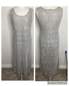 Damianou Silver Knit Maxi Dress USA Med - Picture 1 of 11