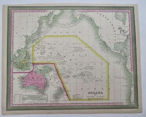 Oceana Australia Pacific Islands Hawaii 1851 Cowperthwait Mitchell scarce map - Picture 1 of 5