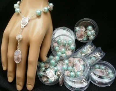 10 Baptism Party Favors,Rosaries Bracelet,Recuerdos Bautizo Rosario,Gift,christi - Image 1 of 4