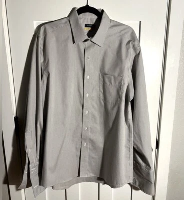 Club Room Iron Free Button Down Grey Dress Shirt 16.5 French cuff / Double cuff - Image 1 of 4