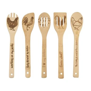 Rooster Wooden Cooking Spoons Set of 5,Rooster Gift,Chicken Lovers Gifts,Roos... - Picture 1 of 7