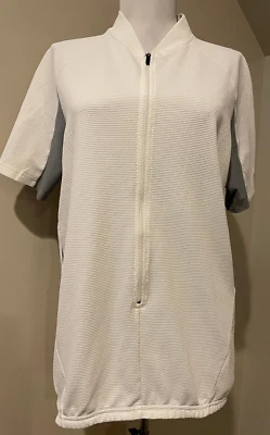 NIKE Sphere Dry  White & Gray Short Sleeve 3/4  Zip Cycling Jersey - Sz Medium - Image 1 of 4