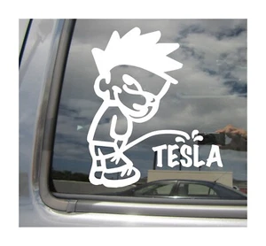 Pee On Tesla - Funny Humorous Car Truck Auto Window Vinyl Decal Sticker 02120 - Foto 1 di 2