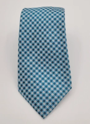 Corbata a cuadros azul Countess Mara para hombre - 100 % seda - hecha a mano ~ A121 Foto 1 de 4