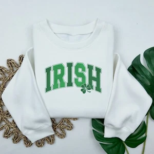 Irish Shamrock Embroidered Sweatshirt, St Patrick's Day Sweater, Gift for Her - Picture 1 of 9