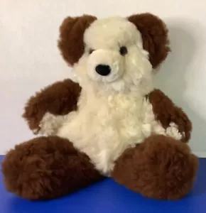 Echtes Alpaka weiches Fell Kuschelbär 13"" braun und weiß - Bild 1 von 6