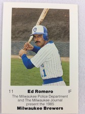1985 Milwaukee Brewers Police Baseball Card #11-Ed Romero