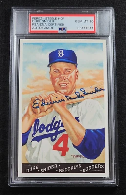 DUKE SNIDER Signed FULL NAME Perez Steele Postcard-HOF-DODGERS-PSA 10 Auto - Image 1 of 4