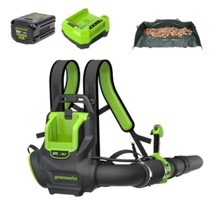 Greenworks 80V 800CFM Backpack Blower and Leaf Tarp, w/ 4Ah Battery and Charger - Picture 1 of 8