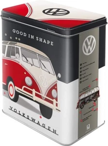 Vintage Style Retro Large Lidded Tin - VW Volkswagen Split Screen In Good Shape - Picture 1 of 4