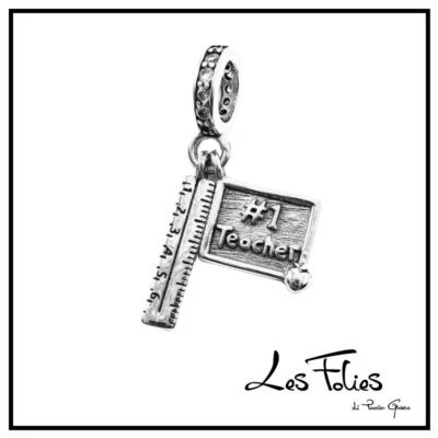 Charm Maestra Righello Lavagna in argento 925 - Les Folies - Immagine 1 di 4