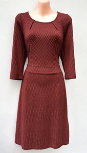 KING LOUIE Mona Dress Stretch Viscose Jersey Rust Brown Spots Print Waisted sz M - Picture 1 of 13