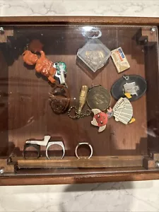 Vintage 3D Diorama Shadow Box With Miniature Collectible Keychains Coins Antique - Picture 1 of 22