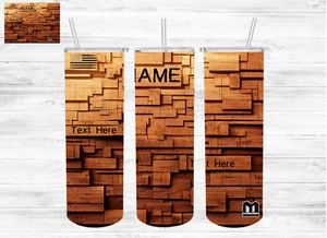 Holzblöcke - 20 Unzen dünner Becher individueller Name mit Strohhalm Sublimation. - Bild 1 von 2