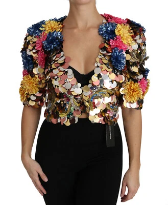 DOLCE & GABBANA Jacket Coat Crystal Sequined Floral IT36 / US2 / XS RRP $14000 - Image 1 of 4