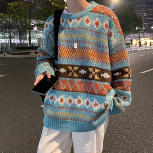 Japanischer Stil Herren Thermo Strick Pullover Pulli Sweater Oberteil Harajuku Studenten - Bild 1 von 11