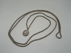 Catena paramuffi in metallo bianco antico/vintage lungo 58" con blocco - 48,7 g - Foto 1 di 8