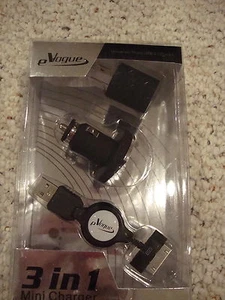 Mini chargeur universel micro USB eVogue 3 en 1 neuf avec étiquette - Photo 1 sur 1