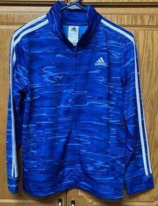 Adidas Regular Fit Woman's Blue & White Used Light Jacket Large 14/16 - Picture 1 of 8
