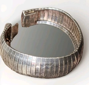 Vintage 925 Italy Sterling Omega Chain Link Bracelet 7" 17mm Wide - Bent - Picture 1 of 6