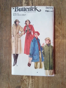 5078 Raglan Lined Long Mid Coat Size 10 Used Vintage Butterick Sewing Pattern - Picture 1 of 2