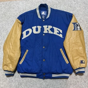 Giacca Vintage Duke Blue Devils Uomo XL Pelle Maniche Varsity Bomber Starter - Foto 1 di 16