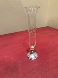 Crystal Bud Vase on a Sterling Silver Base - Picture 1 of 1