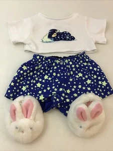 Build A Bear Kleidung Schlafanzug Sterne Shorts Shirt Häschen Hausschuhe 3-teilig - Bild 1 von 9