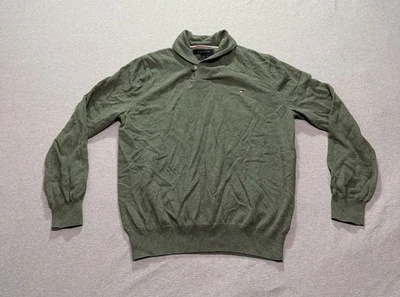 Suéter Tommy Hilfiger Para Hombre M Logo Bordado Preppy Minimalista Salón Verde Foto 1 de 4
