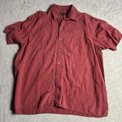 Orvis Mens Hemp Blend Button Up Shirt Large Red - Image 1 of 4
