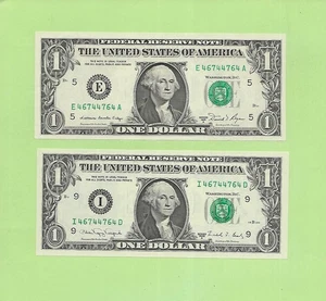 '4674 4764' ..MATCHING (2) .. UNCIRC $1  RADAR NOTES   1981A & 1988A - Picture 1 of 2