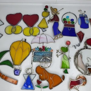 Stained Glass Suncatchers Jesus Puppy Balloons Flowers Angels Pineapple Windmill - Picture 1 of 17