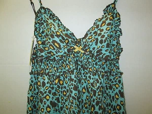 Envoltura de noche y cabeza con estampado de leopardo azul por pastel de barro, talla pequeña, nuevo con etiquetas - Imagen 1 de 11