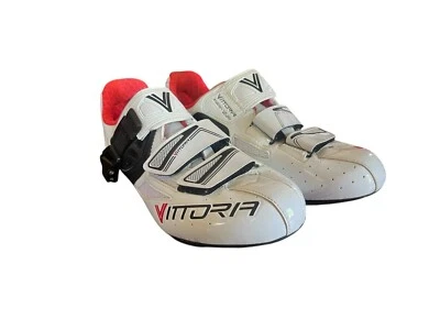 Zapatos clásicos de ciclismo de carretera Vittoria talla 38 blancos/rojos aspecto de 3 correas compatibles 🚴 Foto 1 de 4