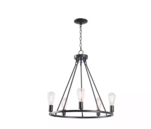 Hampton Bay Stratton 5-Light Black Chandelier with No Shade - Picture 1 of 7