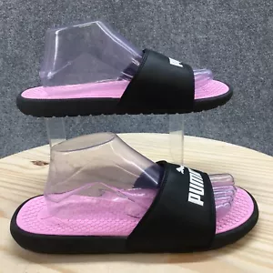 Puma Sandal Womens 10 Black Pink Cool Cat Open Toe Slide Flats Casual Comfort - Picture 1 of 17