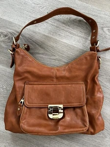 BEAUTIFUL GIANNI BINI SHOULDER BAG LEATHER PURSE BROWN CAMEL - Picture 1 of 11