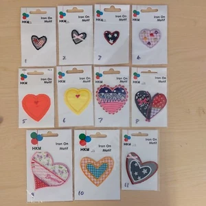 Iron On Motifs - Hearts - various sizes and designs - Picture 1 of 13