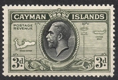 SG102 Sn: #91 1935 3d ISLAS CAIMÁN Rey Jorge V y mapa, escenas locales MH Foto 1 de 2